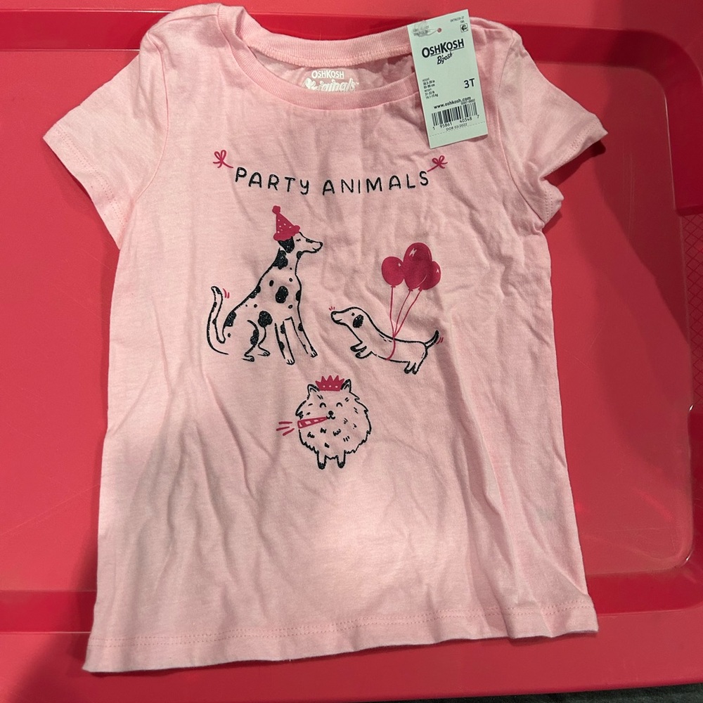 NWT Oshkosh pink T shirt 3t party animal